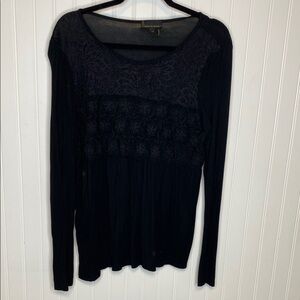 Women’s Large Black Lace Long Sleeve Top